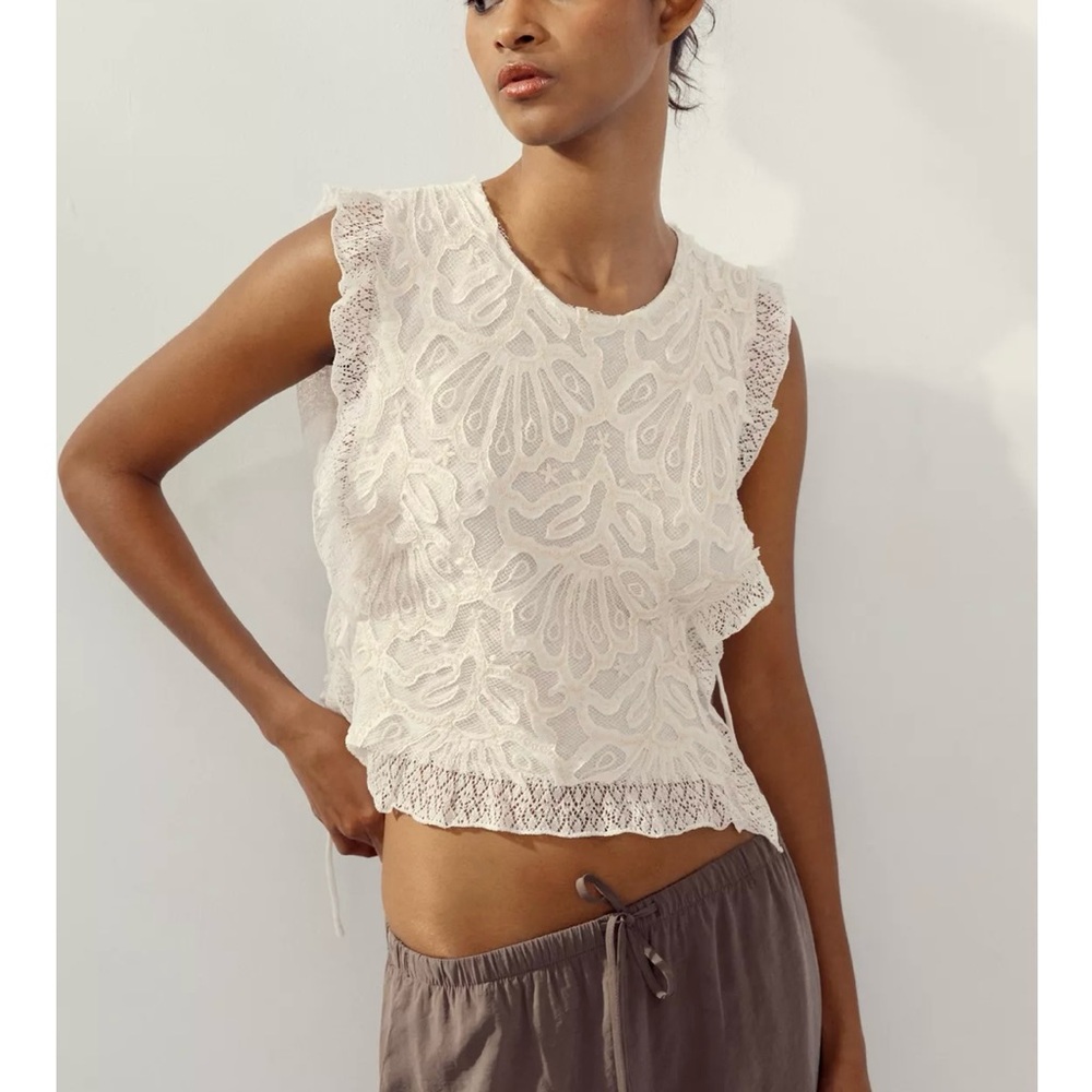 ZARA SIDE TIE KNIT TOP
M WHITE/Cream 
REF. 3920/270